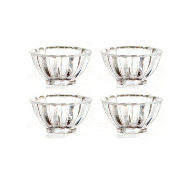 AZG7438 Small Clear Bowls for Dollhouse Miniature - 4 Piece