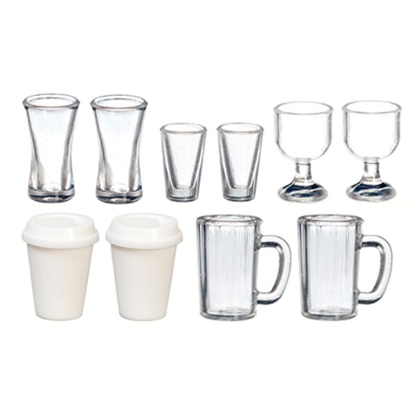 AZG7516 0.62 in. Glassware for Dollhouse Miniature - Set of 10