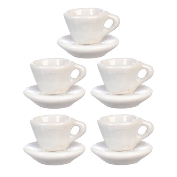 AZG7712 Cups & Saucers for Dollhouse Miniature - 10 Piece