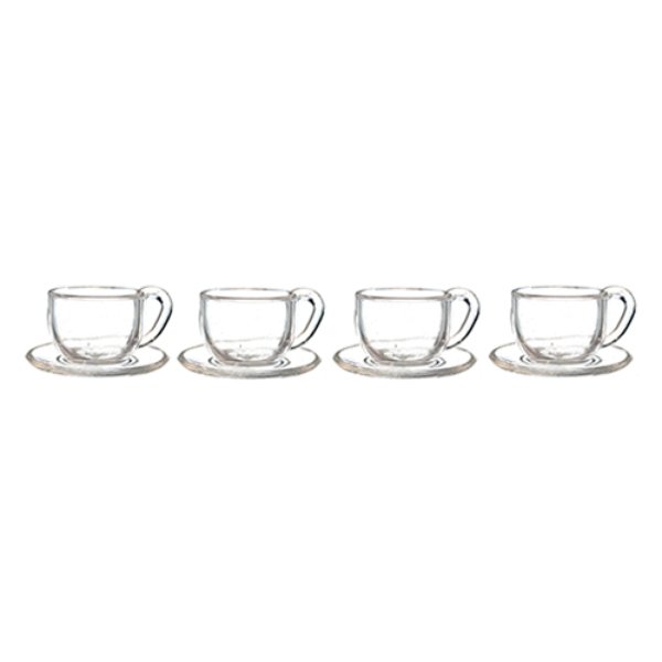 AZG7264 Cups & Saucers Set for Dollhouse Miniature - 4 Piece