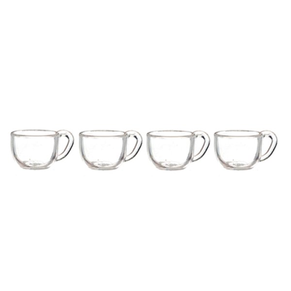AZG7318 Wide Tea & Coffee Cups Set for Dollhouse Miniatures - 4 Piece