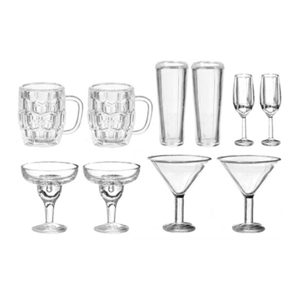 AZG8294 Glasses for Dollhouse Miniature - Set of 10