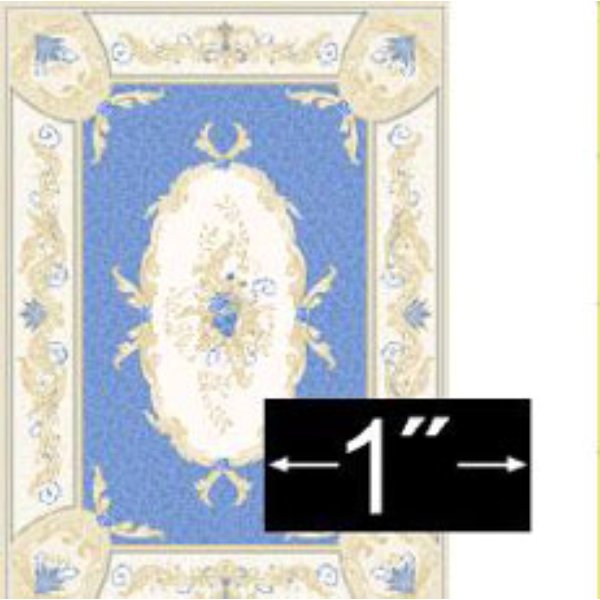 BPRG435 0.25 in. Scale Aubusson Blue Rug for Dollhouse Miniature