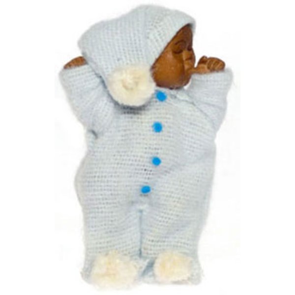 FCA3598BL Brown Baby for Dollhouse Miniature - Blue