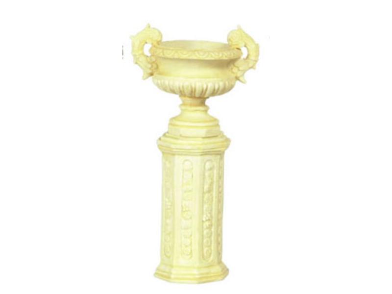 FCA1443IV Ancient Urn with Base for Dollhouse Miniatures, Ivory - 2 Piece