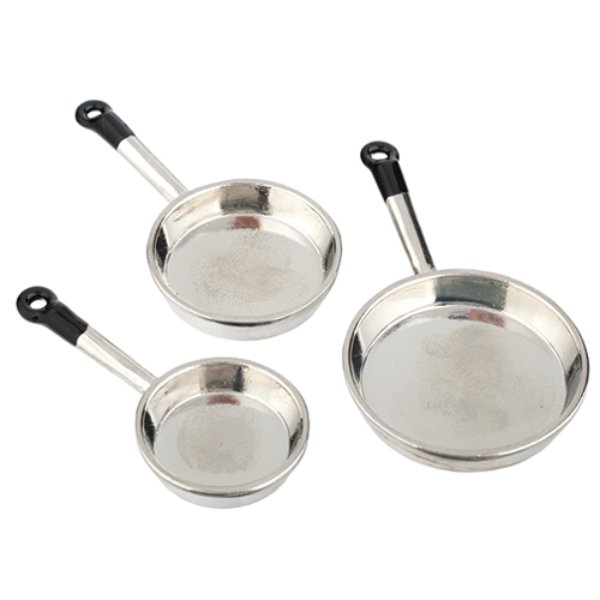 AZB7102 Skillet Set for Dollhouse Miniature - 3 Piece