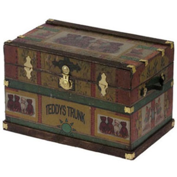 CATCPT116 Lithograph Wooden Trunk Kit for Dollhouse Miniature - Teddy Bear