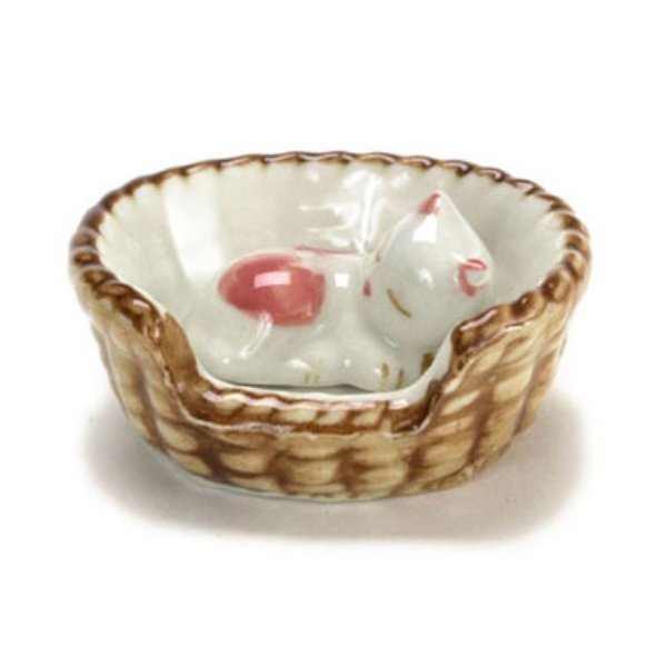 FCCP7032 Cat in the Basket for Dollhouse Miniature