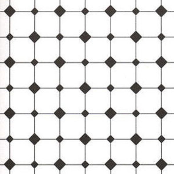 JM11 Black & White Floor Paper for Dollhouse Miniature - Diamond Tiles - 3 Piece