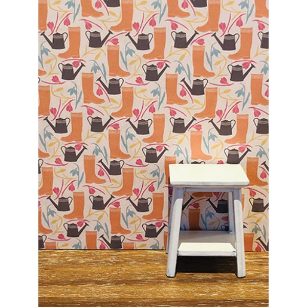 KCMFL11 Wallpaper for Dollhouse Miniature - Spring Garden Tools - 3 Piece