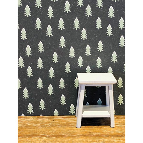 KCMKD23 Wallpaper for Dollhouse Miniature - Snowy Pine Trees - 3 Piece