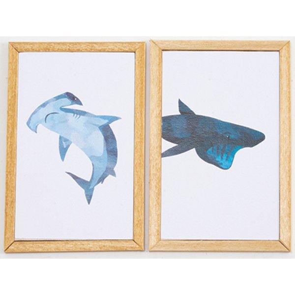 KCMKF53 Shark Picture Set A for Dollhouse Miniatures - 2 Piece