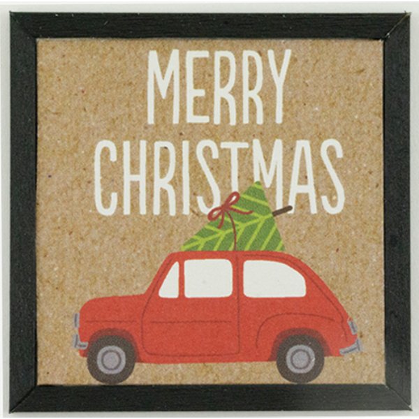 KCMXM16 Christmas Car with Tree Picture for Dollhouse Miniature