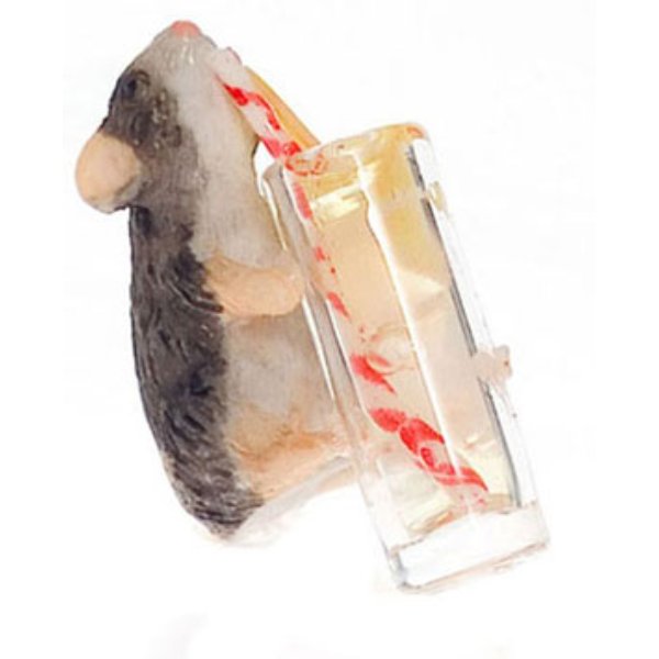 FCJU1088 Mouse Drinking Lemonade for Dollhouse Miniature