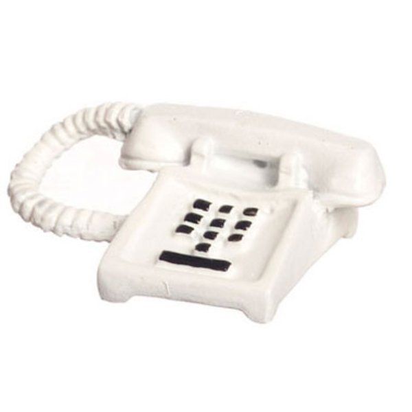 FCN1142 White Push Button Phone for Dollhouse Miniature