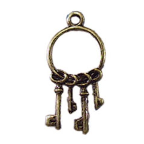 CAR1080 Brass Keys on Ring for Dollhouse Miniature