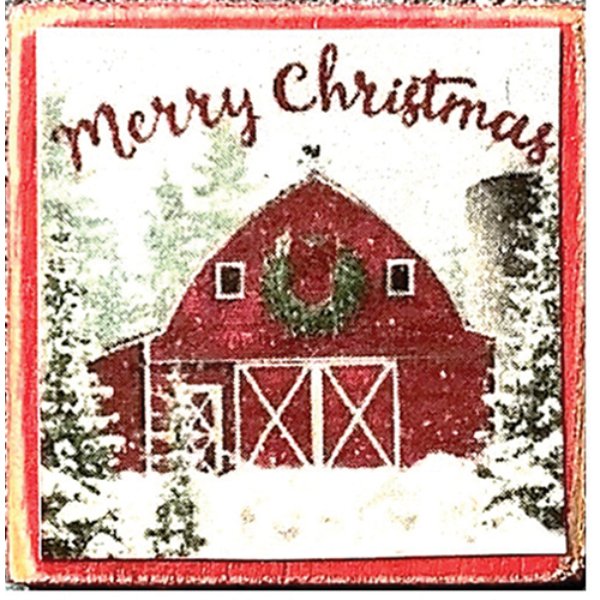CLD916 Decor Board Sign for Dollhouse Miniature - Christmas Barn
