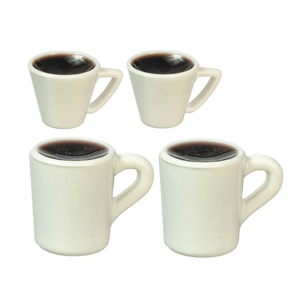 AZG8511 2 Coffee & 2 Expresso Coffee for Dollhouse Miniature - 4 Piece
