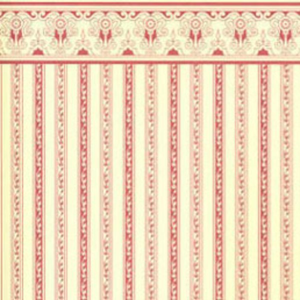 JM02 Regency Wallpaper for Dollhouse Miniature - Burgundy Stripe - 3 Piece