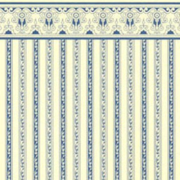 JMS01 0.5 in. Scale Regency Stripe Wallpaper for Dollhouse Miniature - Blue - 3 Piece