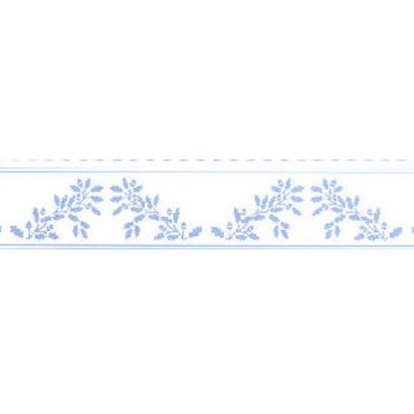 JMS36B 0.5 in. Scale Border Acorns Wallpaper for Dollhouse Miniature - Blue on White - 3 Piece