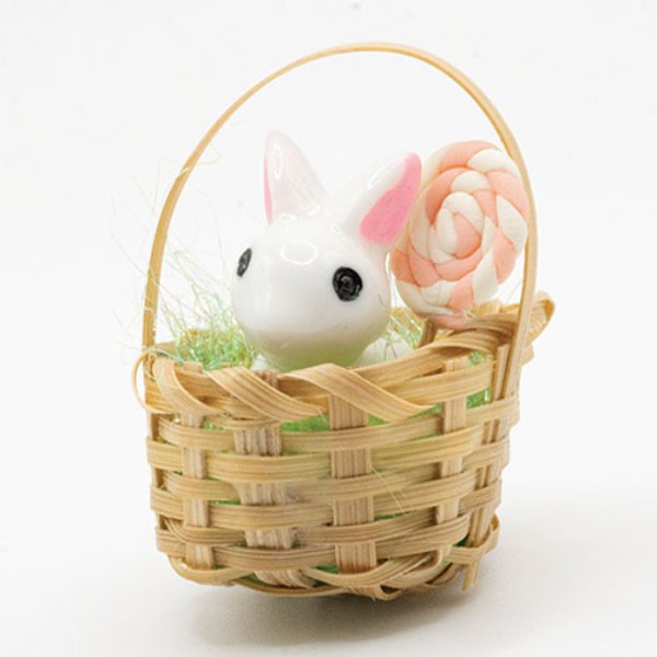 ART303 Bunny Basket with Lollipop for Dollhouse Miniature