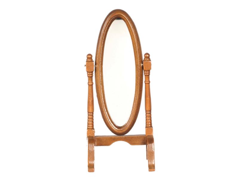 AZD1165 Walnut & CB Finish Full-Length Cheval Mirror for Dollhouse Miniature