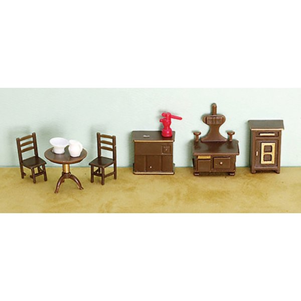 AZG1219 0.25 in. Kitchen Set for Dollhouse Miniature - 9 Piece