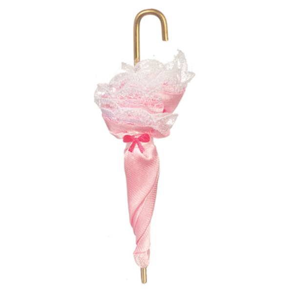 AZG7159 Victorian Umbrella for Dollhouse Miniature - Pink