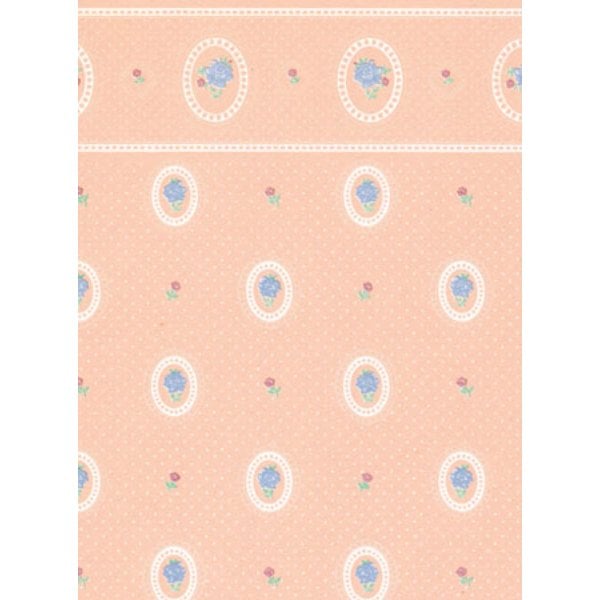 MG142D23 Cameo Reverse Wallpaper for Dollhouse Miniature - Peach - 3 Piece