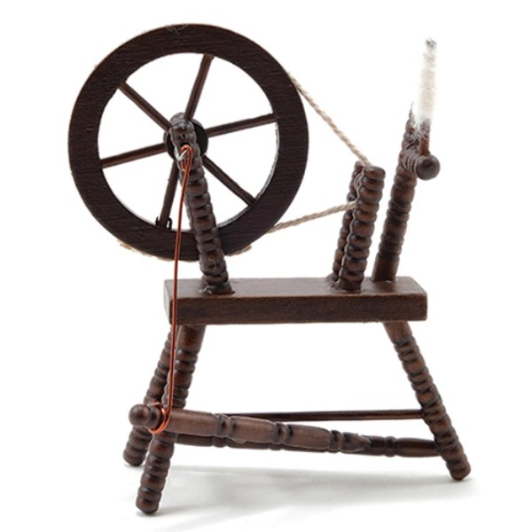 CLA00265 Spinning Wheel for Dollhouse Miniature - Walnut