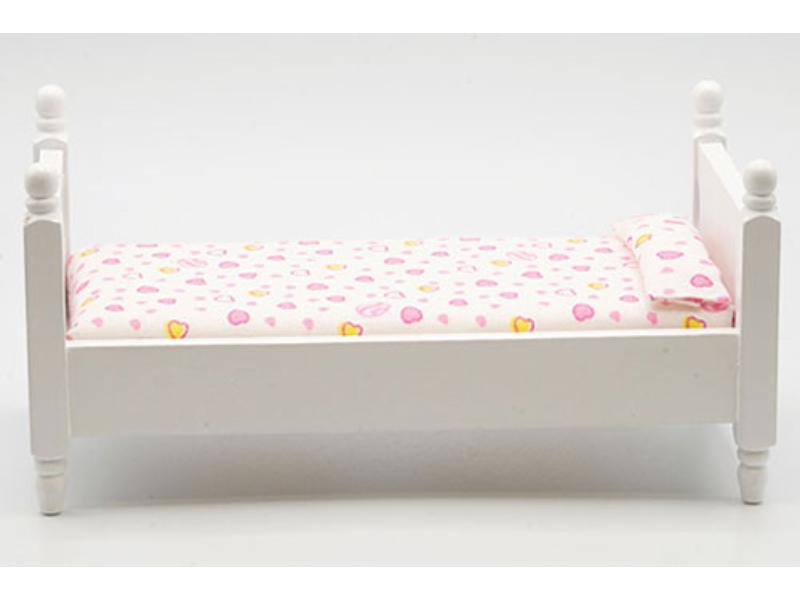 CLA10069 Single Bed for Dollhouse Miniature, White
