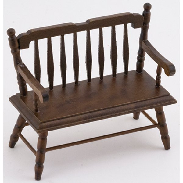 CLA10512 Deacon Bench for Dollhouse Miniature - Walnut
