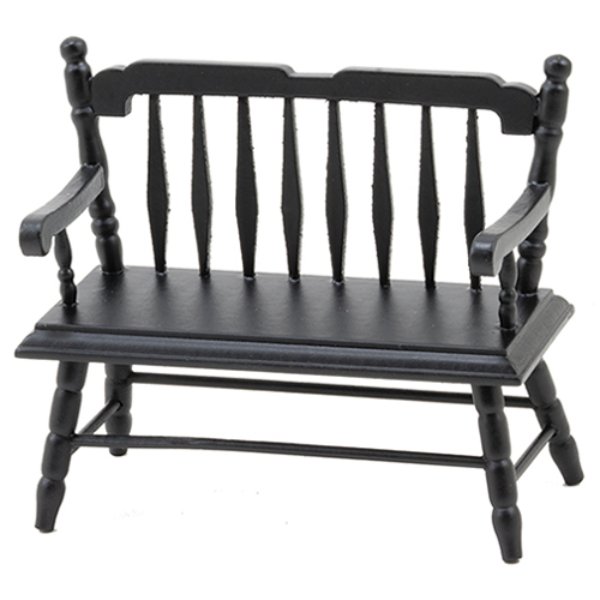 CLA10516 Deacon Bench for Dollhouse Miniature - Black