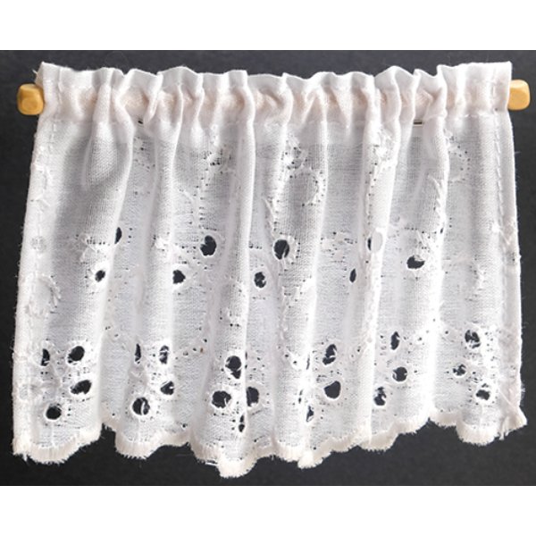 BB50702 Embroidered Tier Curtains for Dollhouse Miniature - White