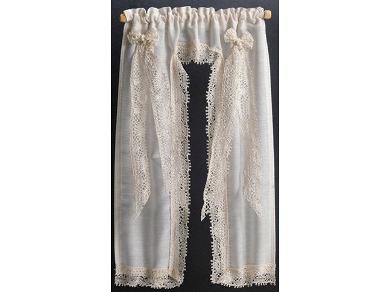 BB52701 Victorian Priscilla Curtains for Dollhouse Miniature, Ecru
