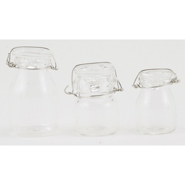 IM65155 Set of Glass Canisters for Dollhouse Miniature - 3 Piece
