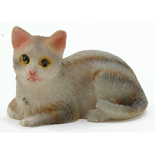 IM65491 Tabby Cat Sitting for Dollhouse Miniature