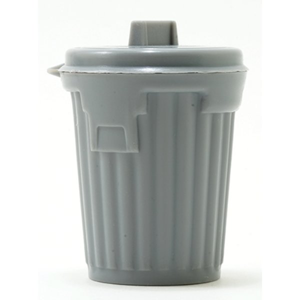IM65631 Gray Lid Opens Trash Can for Dollhouse Miniature