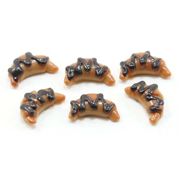 IM65644 Croissants with Chocolate Drizzle for Dollhouse Miniature - 6 Piece