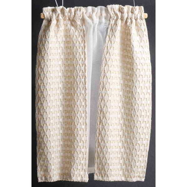 BB70007 Ecru Basket Weave with Sheer Draperies for Dollhouse Miniature