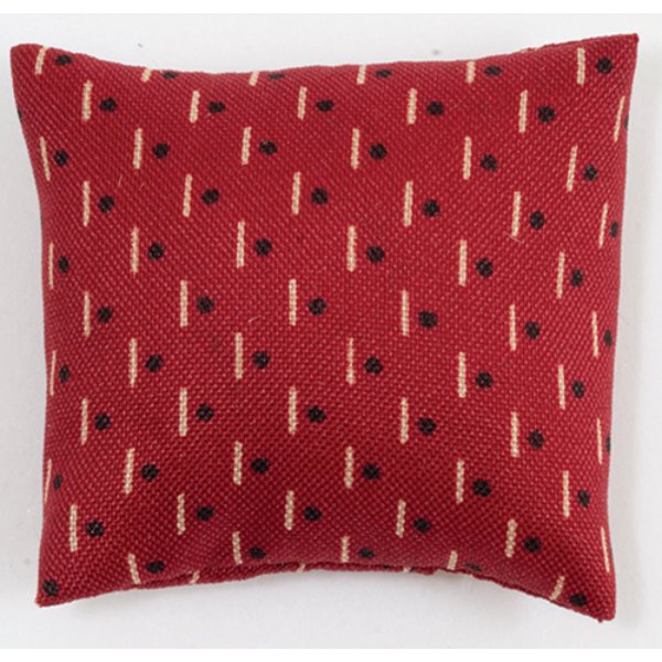 BB80032 Pillow for Dollhouse Miniature - Dark Red with Design