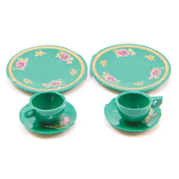 CB065G Dinnerware Set for Dollhouse Miniature - Green