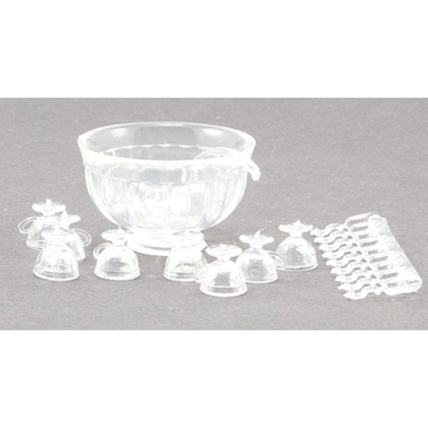 CB120C Punch Bowl Set for Dollhouse Miniature - Crystal - 8 Piece