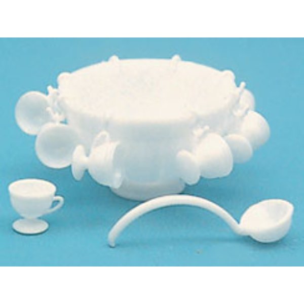 CB2209 M-120W Punch Bowl Set Mini Kit for Dollhouse Miniature - White