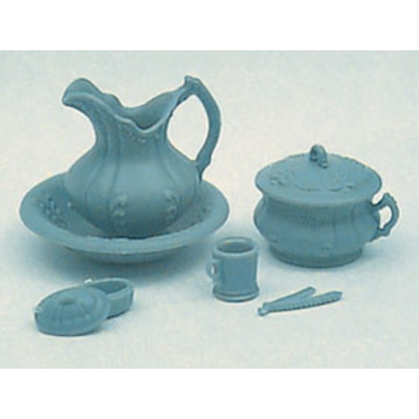 CB2604 M-159B Chamber Pot Set Mini Kit for Dollhouse Miniature - Blue