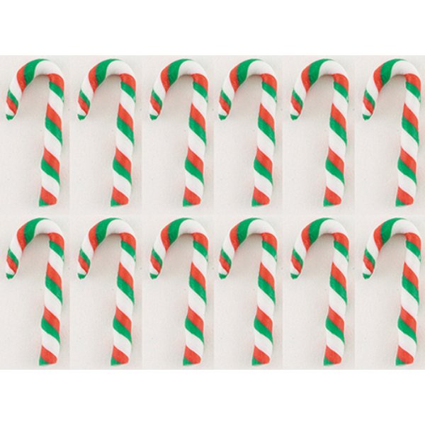 MUL2698B Red, Green & White Candy Canes for Dollhouse Miniature - 12 Piece