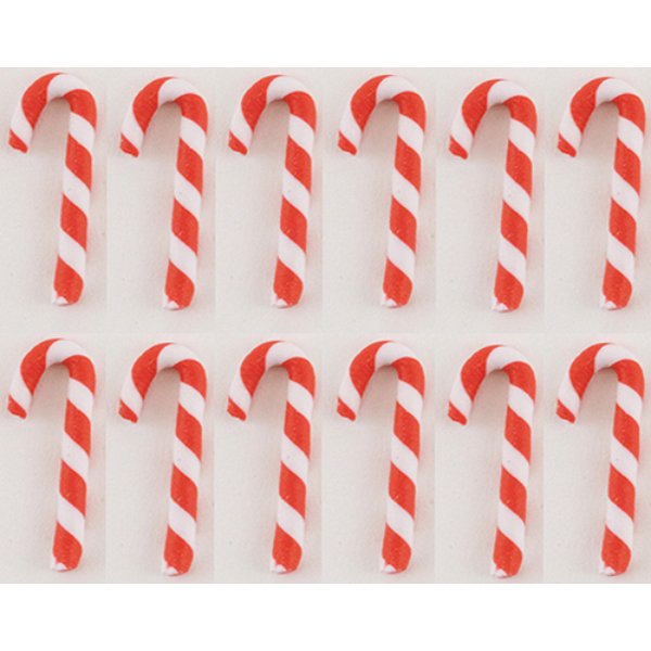 MUL2698C Candy Canes for Dollhouse Miniature - Red & White - 12 Piece