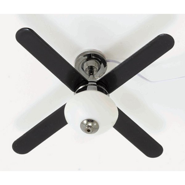 MH45169 1 Light Ceiling Fan for Dollhouse Miniature - Black