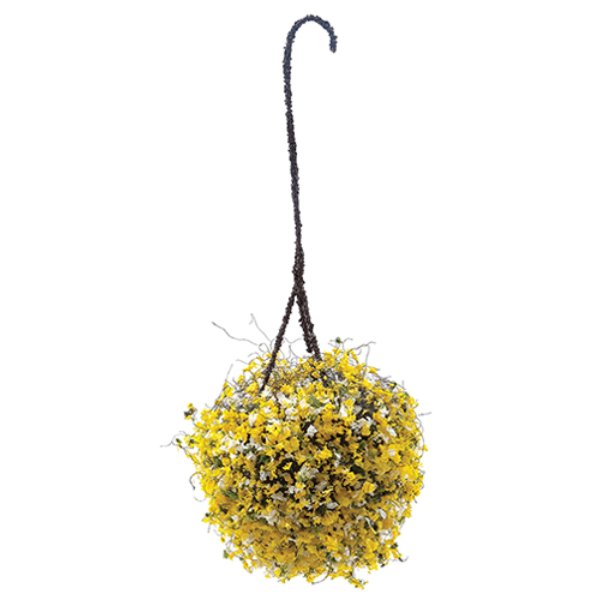 CAHBL19 Hanging Basket for Dollhouse Miniature - Yellow & White - Large